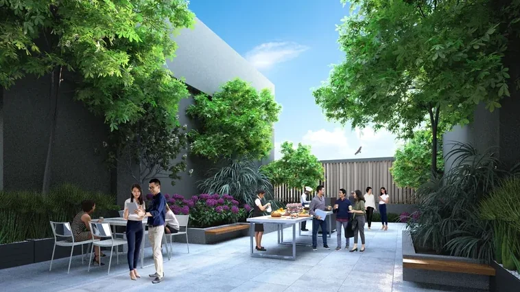 Roof garden summit at Smart Food @ Mandai with landscaped communal space
